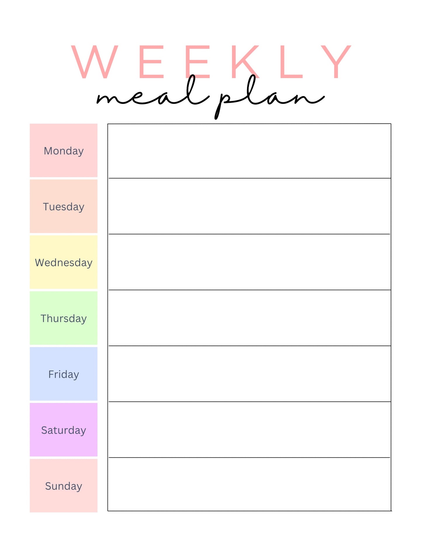 Printable Meal Planning Templates