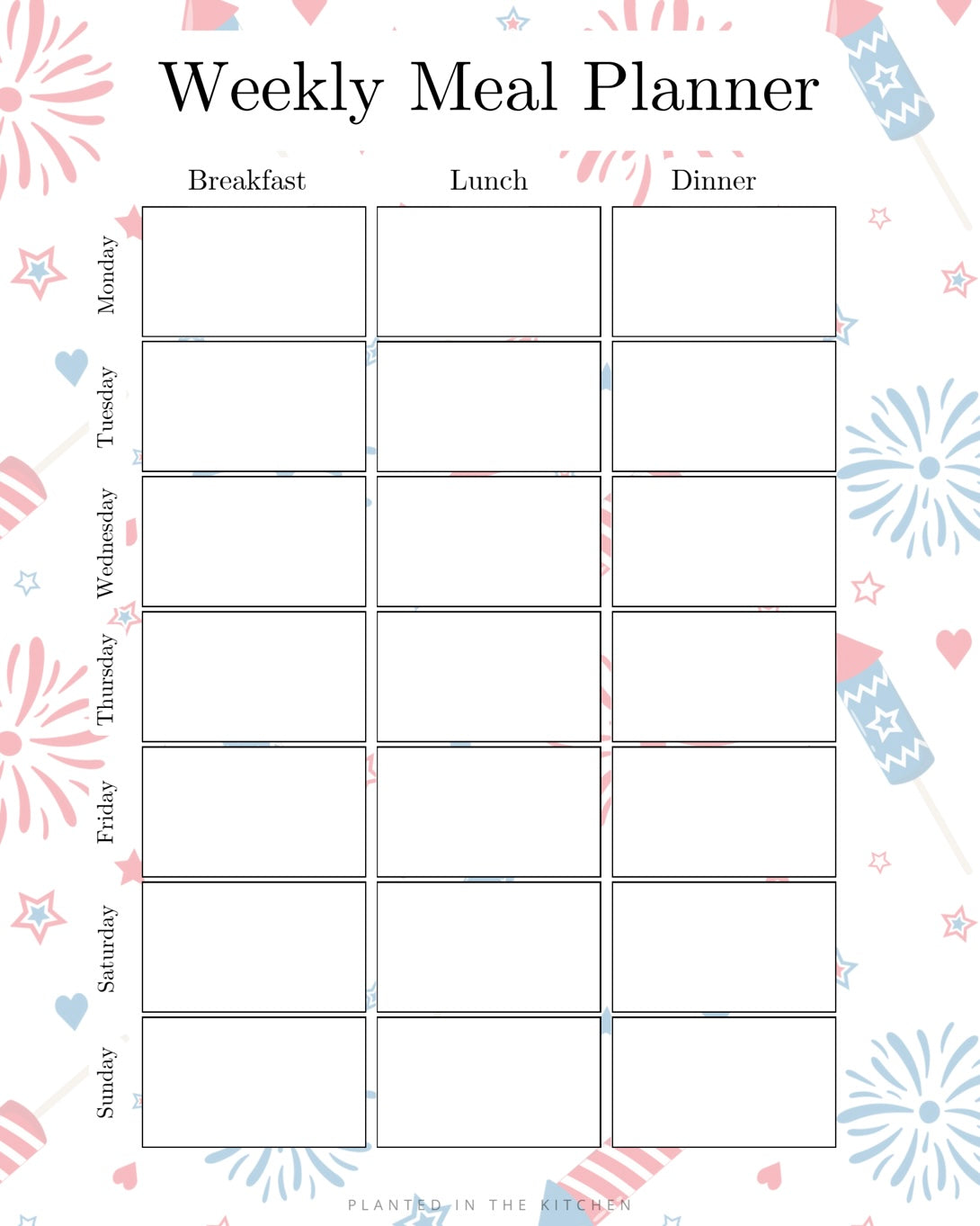 Summer Meal Planning Templates