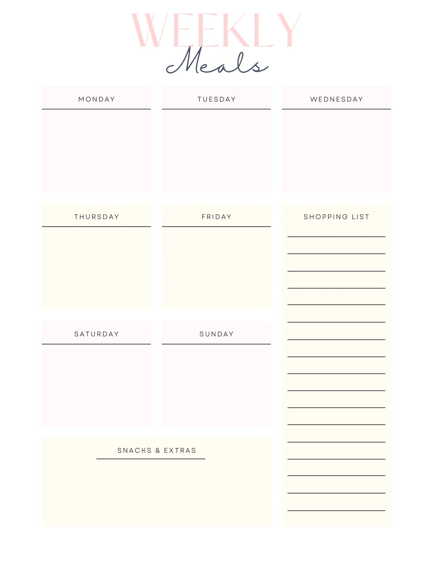 Printable Meal Planning Templates