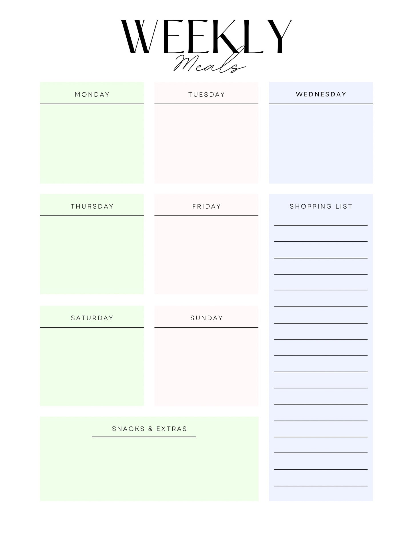Printable Meal Planning Templates