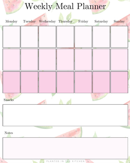 Summer Meal Planning Templates